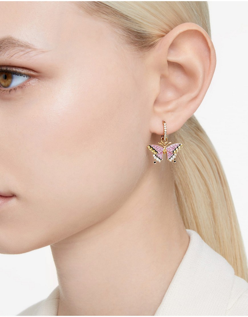 Swarovski Idyllia gold-tone plated drop earrings in pink