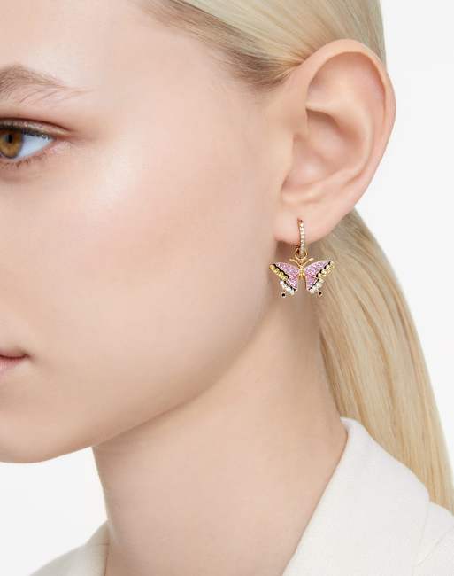 Swarovski Idyllia gold-tone plated drop earrings in pink