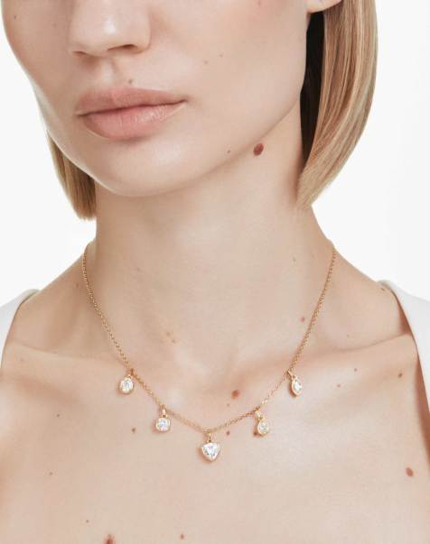 Swarovski Imber necklace, mixed cuts, white, gold-tone plated in white - view 1