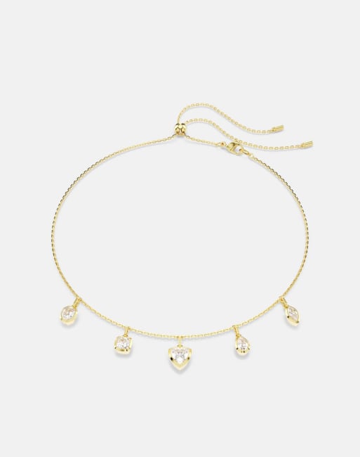 Swarovski Imber necklace, mixed cuts, white, gold-tone plated in white, 2 of 3