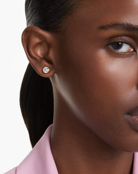 Swarovski imber stud gold-tone plated earrings in white - view 1