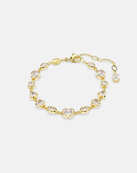 Swarovski Imber tennis bracelet, mixed cuts, white, gold-tone plated in white - view 1