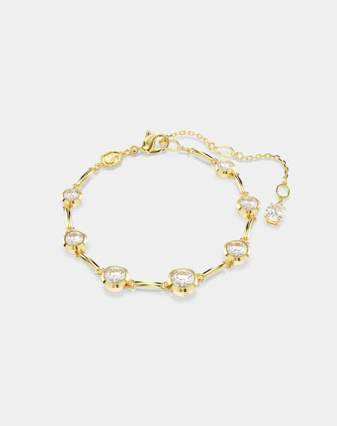 Swarovski Imber tennis bracelet, mixed round cuts, white, gold-tone plated in white - view 1