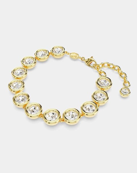 Swarovski Imber tennis bracelet, round cut, white, gold-tone plated in white - view 1