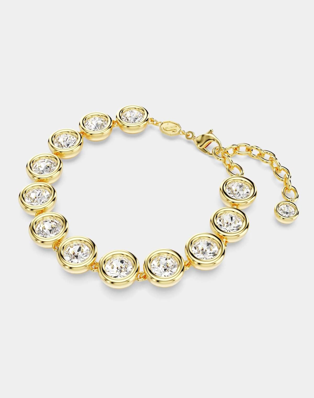 Swarovski Imber tennis bracelet, round cut, white, gold-tone plated in white