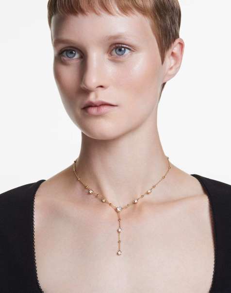 Swarovski Imber y necklace, round cut, white, gold-tone plated in white - view 1