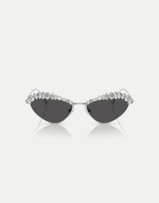 Swarovski - Irregular - Occhiali da sole argento con lenti grigie