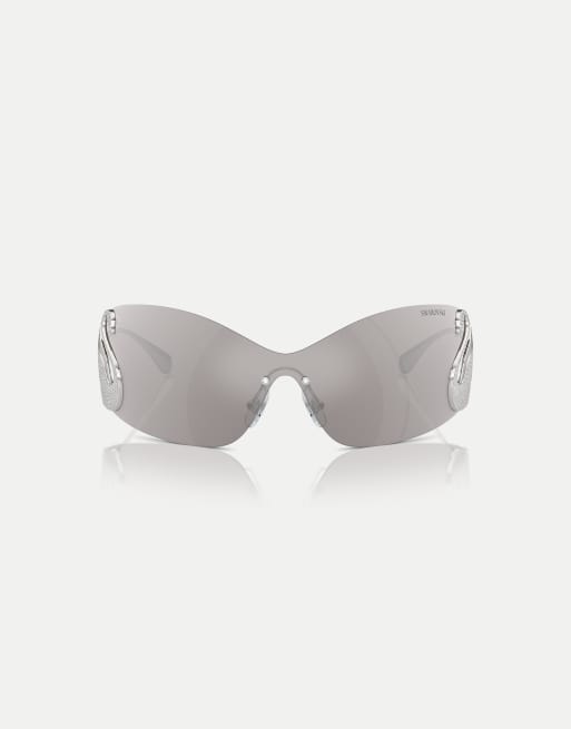 Swarovski Irregular sunglasses with silver mirrored lens in silver