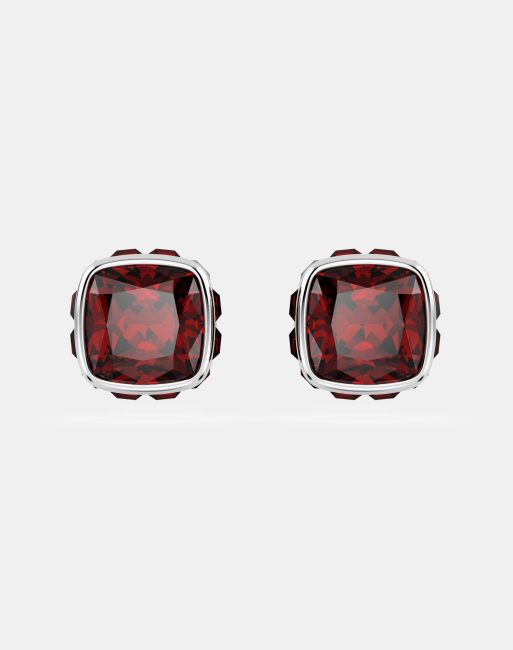 Swarovski july birthstone rhodium plated stud earrings in red