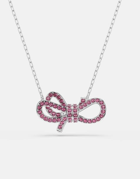Swarovski Lifelong bow pendant necklace in pink - view 1