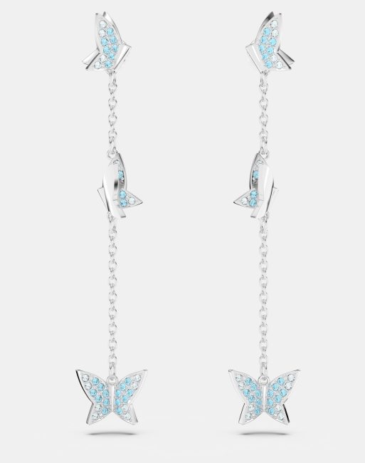 Swarovski lilia drop earrings in blue rhodium plating | ASOS