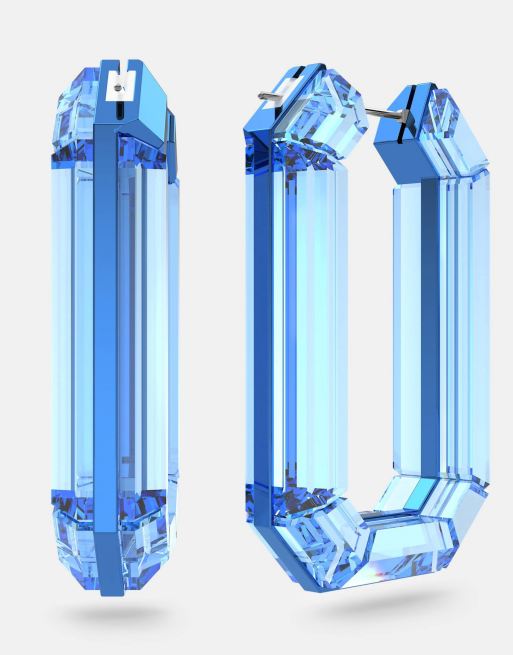Swarovski Lucent statement octagon earrings in blue 