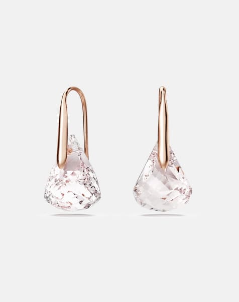 Swarovski Lunar drop earrings, pink, rose gold-tone plated in pink, rose-gold tone plated - view 1