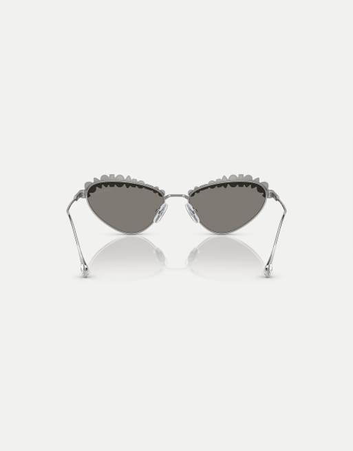 Swarovski - Lunettes de soleil irrégulières avec verres effet miroir - Argenté, 2 de 4