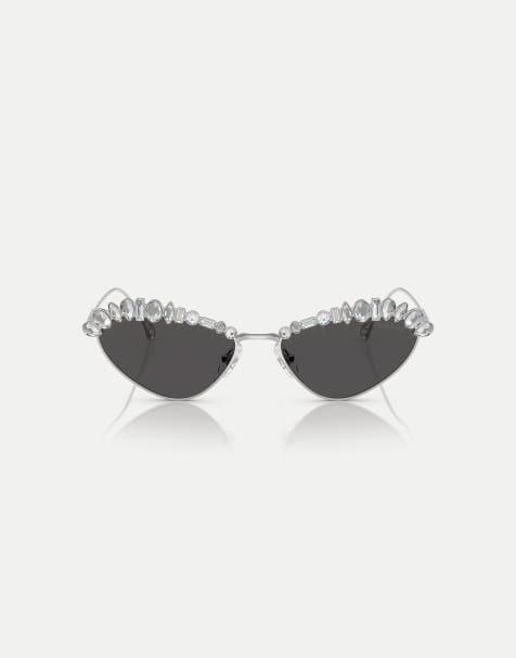 Swarovski - Lunettes de soleil irrégulières avec verres gris - Argenté - view 1