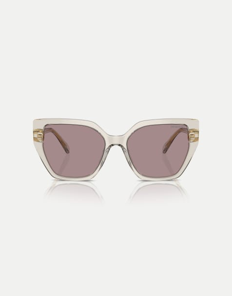 Swarovski - Lunettes de soleil irrégulières avec verres violet - Beige transparent - view 1