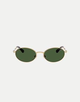 Lunettes de soleil ovales à verres verts - Doré M
