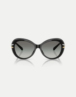 Swarovski - Lunettes de soleil papillon à verres gris - Noir