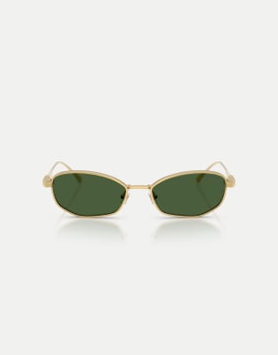 Swarovski - Lunettes de soleil rectangulaires à verres verts - Doré