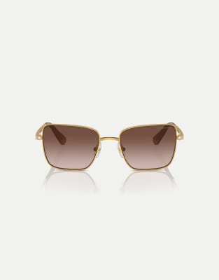 Lunettes de soleil rondes avec verres marron - Or jaune-Doré XL
