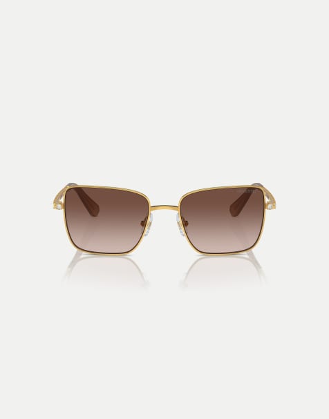 Swarovski - Lunettes de soleil rondes avec verres marron - Or jaune - view 1