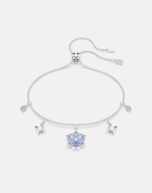 Swarovski Magic bracelet, snowflake, blue, rhodium plated in blue