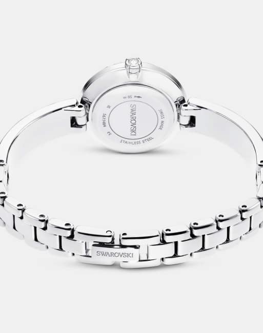 Swarovski Matrix bangle watch, swiss made, crystal bracelet, white, stainless steel in white, 4 of 4