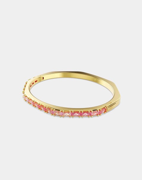 Swarovski Matrix bangle with gold-tone plate in pink  - view 1