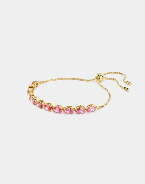 Swarovski Matrix bracelet, cut, pink, gold-tone plated in pink - view 1