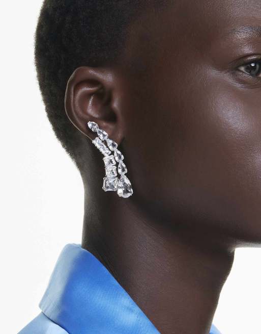 Swarovski Matrix drop earrings with mixed cuts in silver