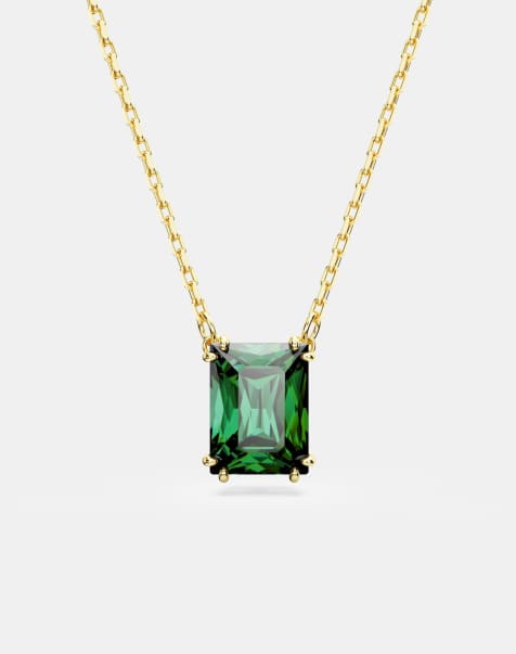 Swarovski matrix gold-tone plated pendant in green - view 1
