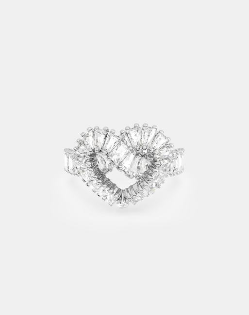 Swarovski matrix heart cocktail ring in white rhodium plating | ASOS