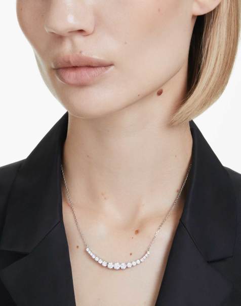 Swarovski Matrix necklace wtih rhodium plate in white - view 1