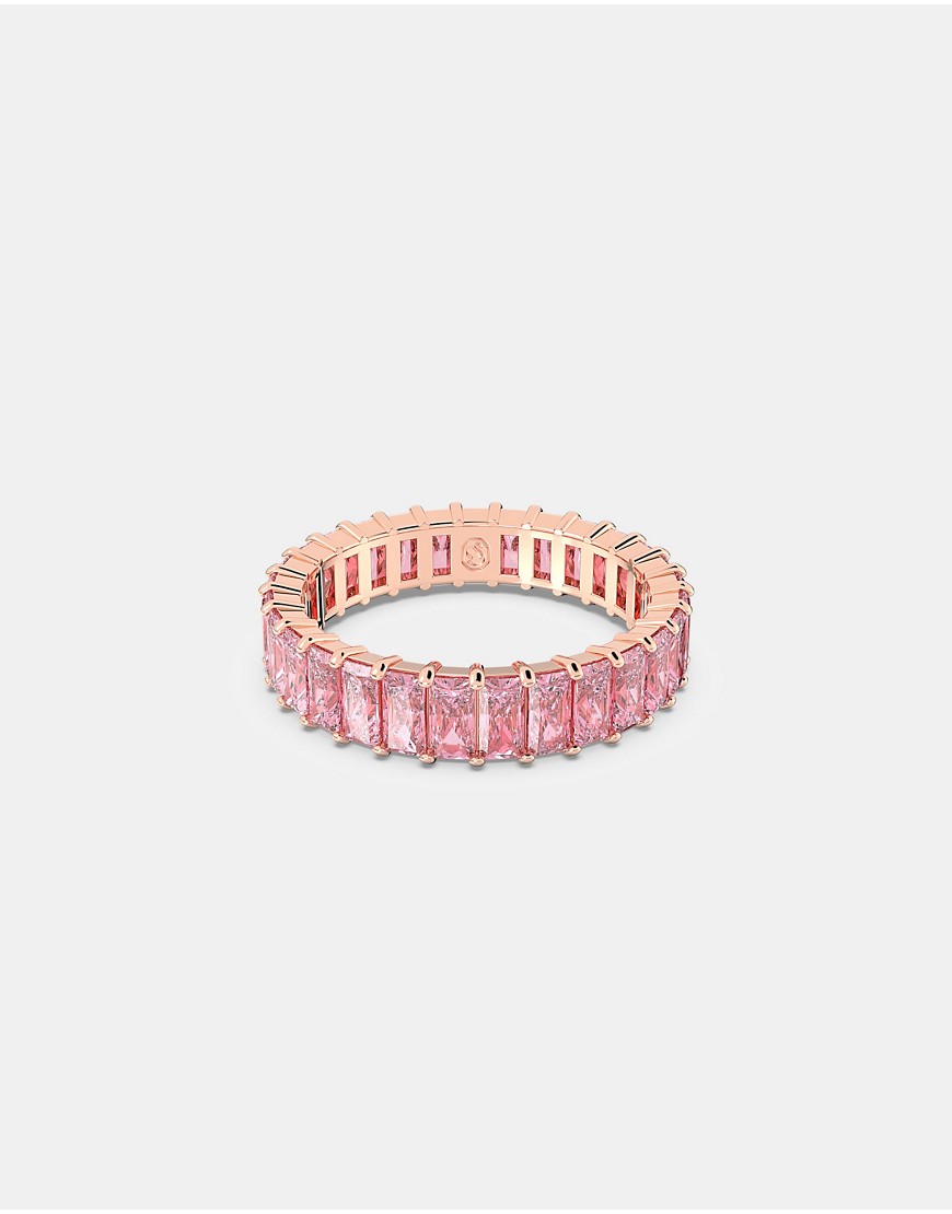 Swarovski matrix ring in pink and rose-gold tone plated