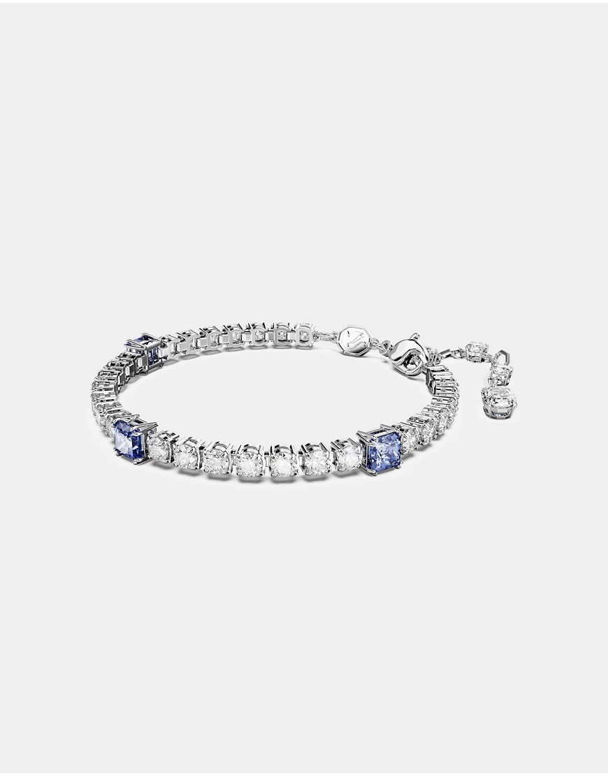 Swarovski matrix tennis bracelet in blue rhodium plated