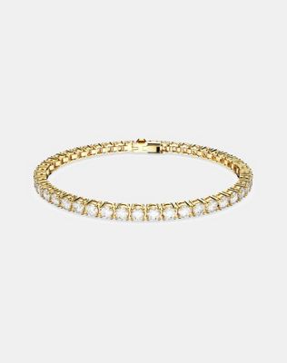Swarovski matrix tennis bracelet in gold-tone plated