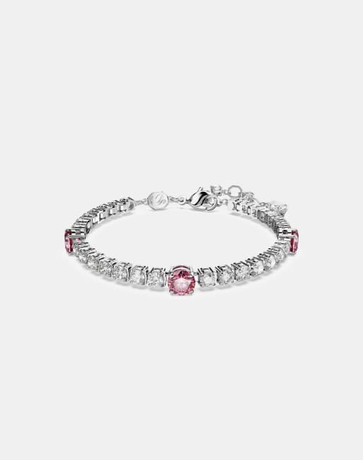 Swarovski matrix tennis bracelet in pink rhodium plated