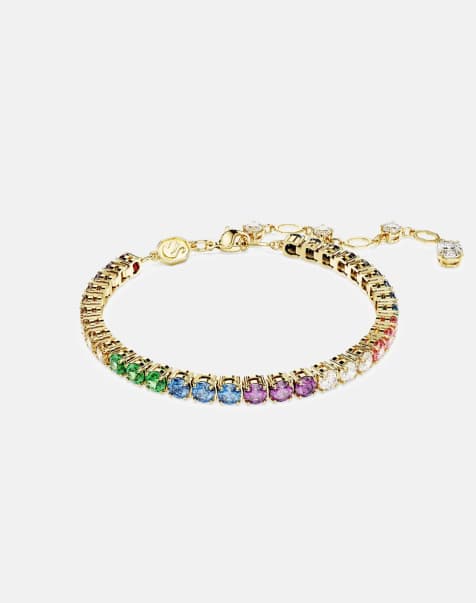 Swarovski Matrix tennis bracelet, round cut, multicolored, gold-tone plated in multi-colored - view 1