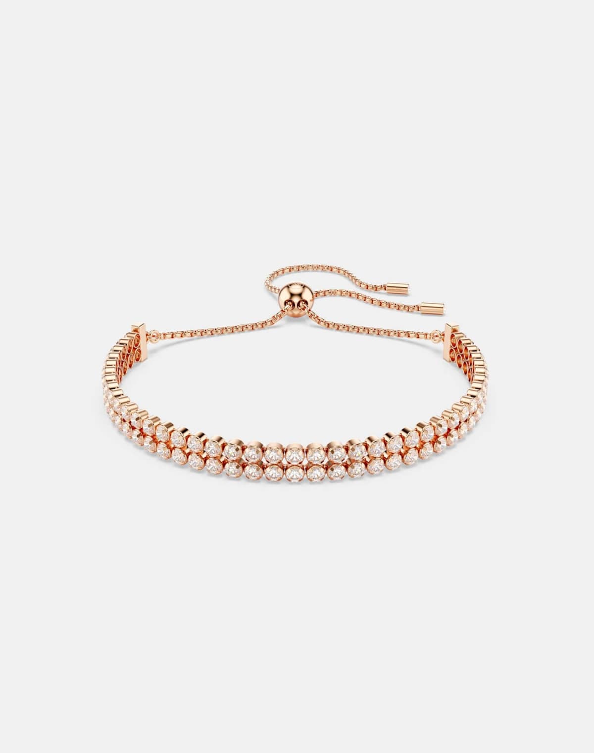 Swarovski Matrix tennis bracelet, round cut, white, rose gold-tone plated in pink