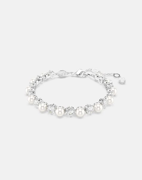 Swarovski Matrix tennis bracelet with rhodium plate in white - view 1