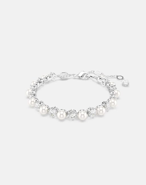 Swarovski Matrix tennis bracelet with rhodium plate in white 