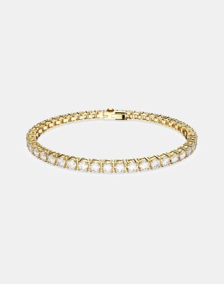 Swarovski Matrix Tennis round cut bracelet in gold-White