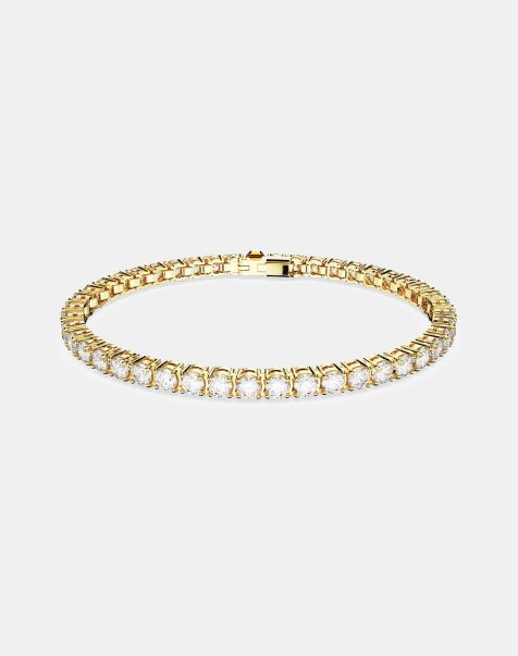 Swarovski Matrix Tennis round cut bracelet in gold - view 1