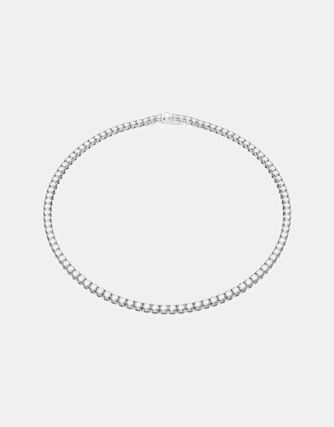Swarovski Matrix Tennis round cut necklace in silver - view 1