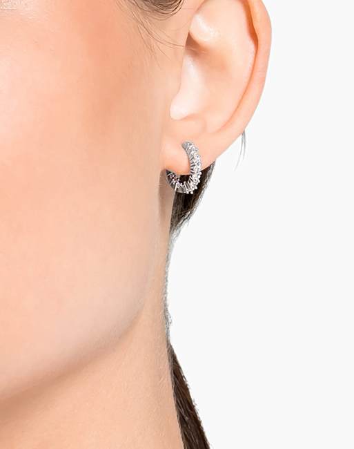 Swarovski Matrix Vittore round cut hoop earrings in silver