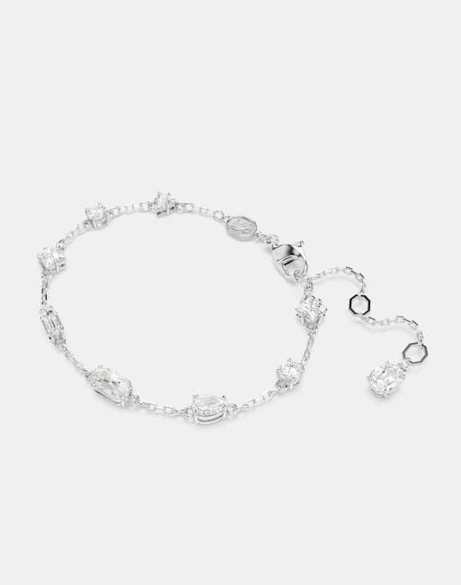 Swarovski mesmera mixed cut scattered bracelet in white rhodium plated ...