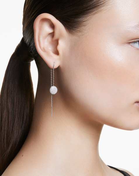 Swarovski meteora drop earrings in silver tone - view 1