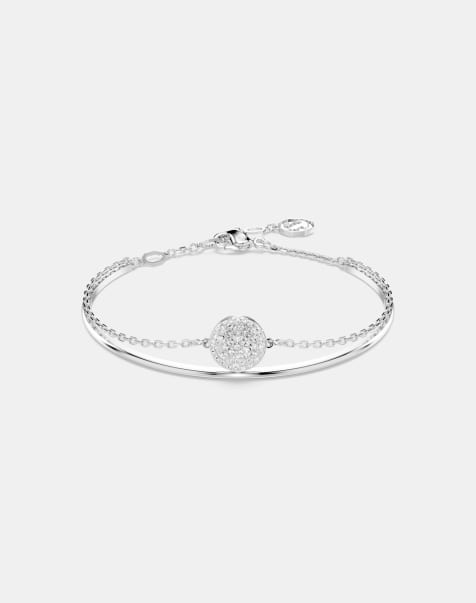 Swarovski meteora rhodium plated bangle in silver - view 1
