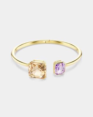 Swarovski Millenia bangle, octagon cut, multicolored, gold-tone plated ...