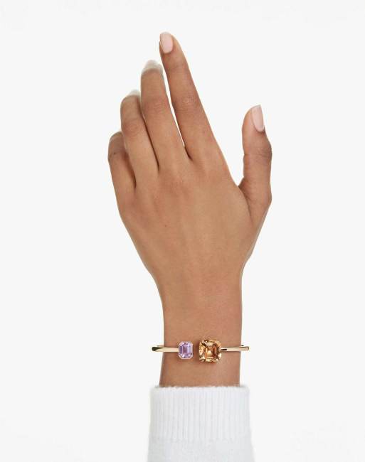 Swarovski Millenia bangle, octagon cut, multicolored, gold-tone plated ...